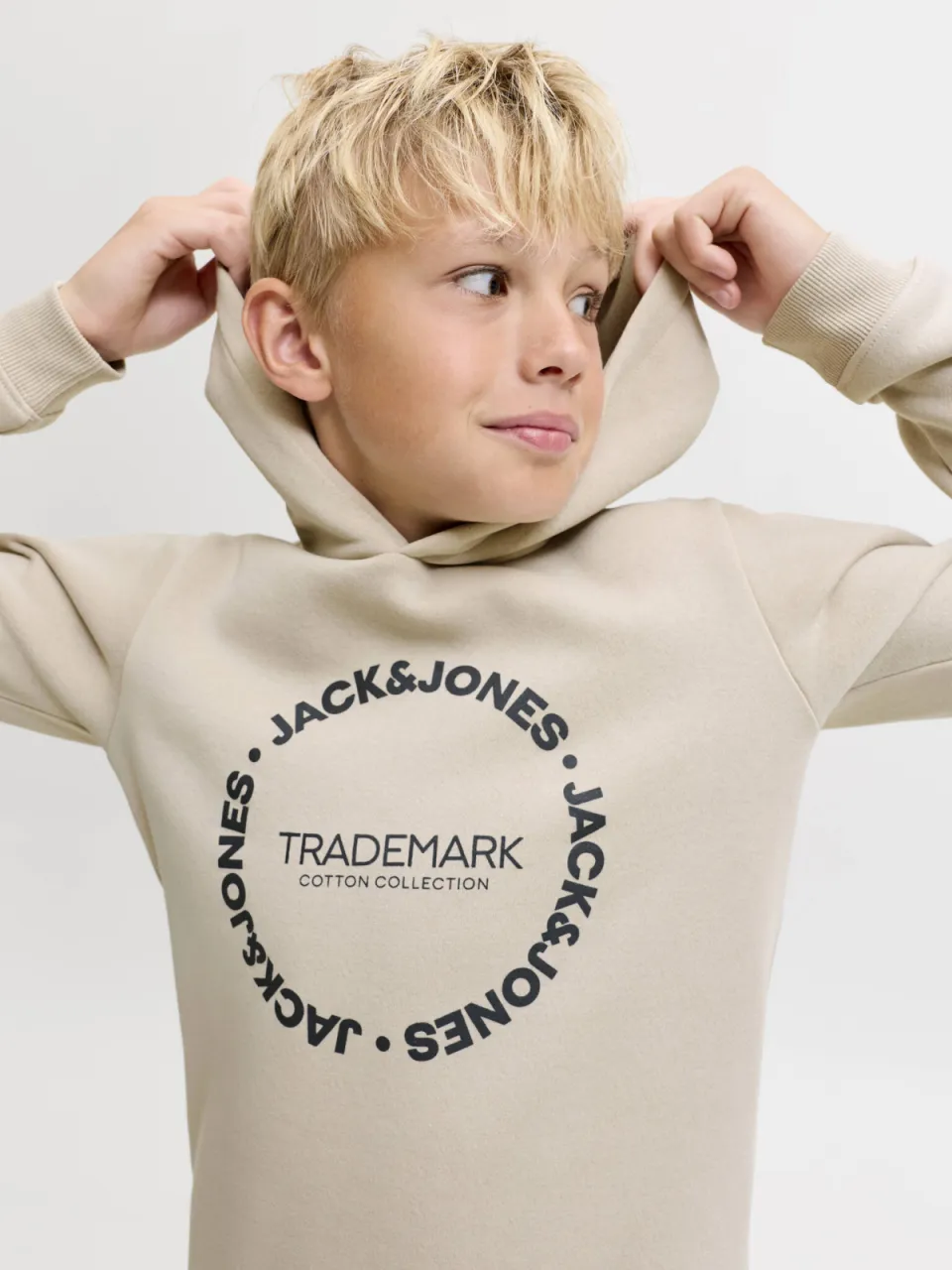 Jack & Jones JUNIOR hoodie met logo - beige, foto 5