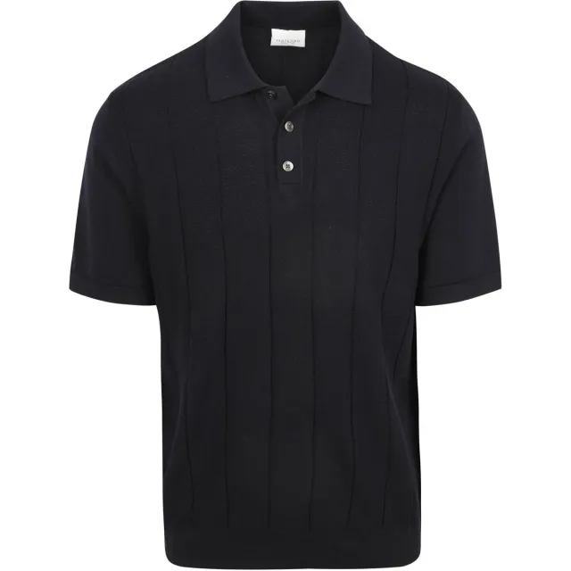 Profuomo Polo Shirt Korte Mouw Profuomo Poloshirt Drop Needle Structure Navy donkerblauw