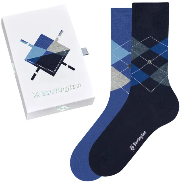 Burlington Argyle sokken blauw 2-pack
