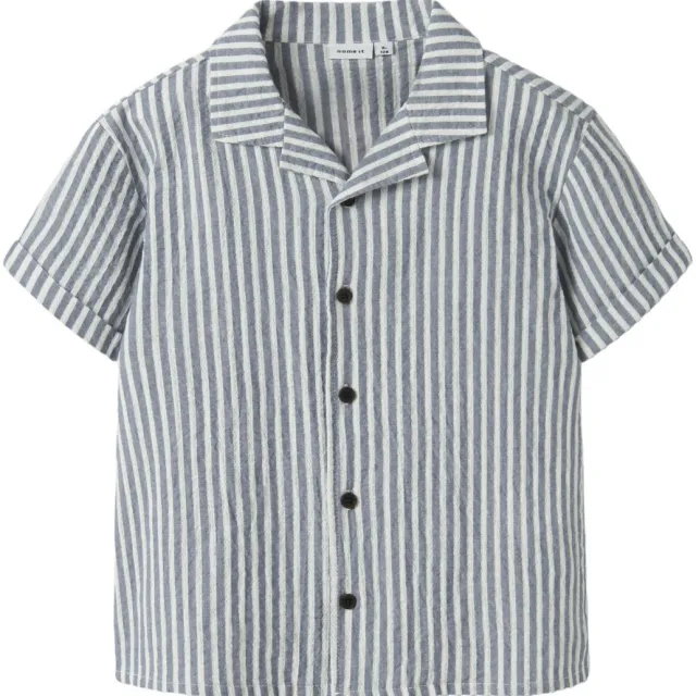 NAME IT KIDS gestreepte overhemd blauw/wit, foto 2
