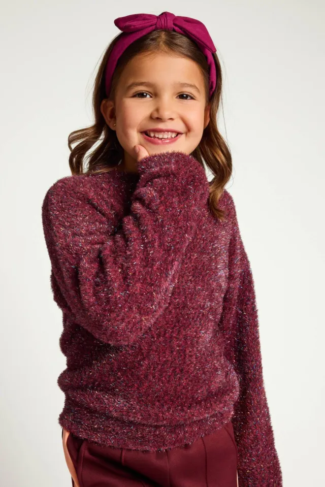 LOOXS little rechtvallende gebreide sweater - donkerrood