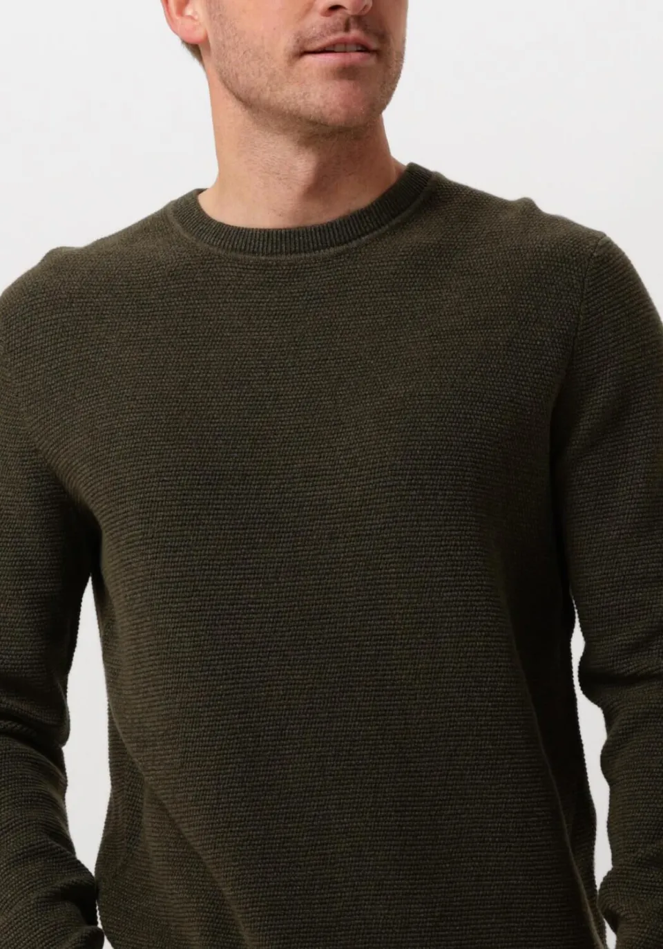 SELECTED MEN Heren Truien & Vesten Slhross Ls Knit Structure Crew Neck Noos - Groen, foto 4