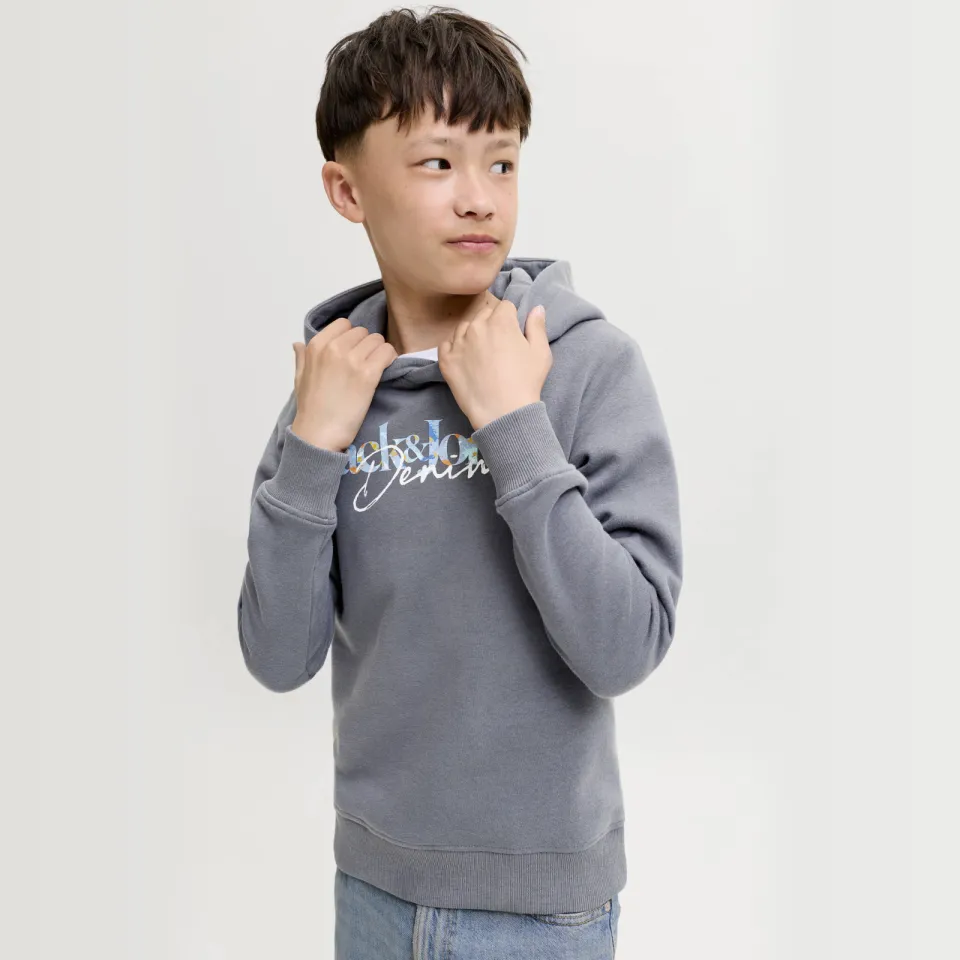 Jack & Jones JUNIOR hoodie met print - grijs