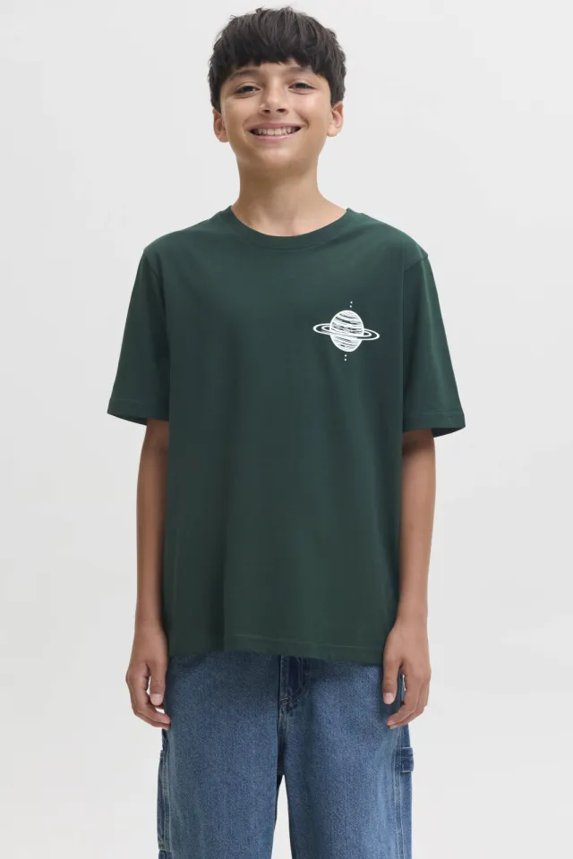Jack & Jones JJASTRO T-shirt met backprint donkergroen