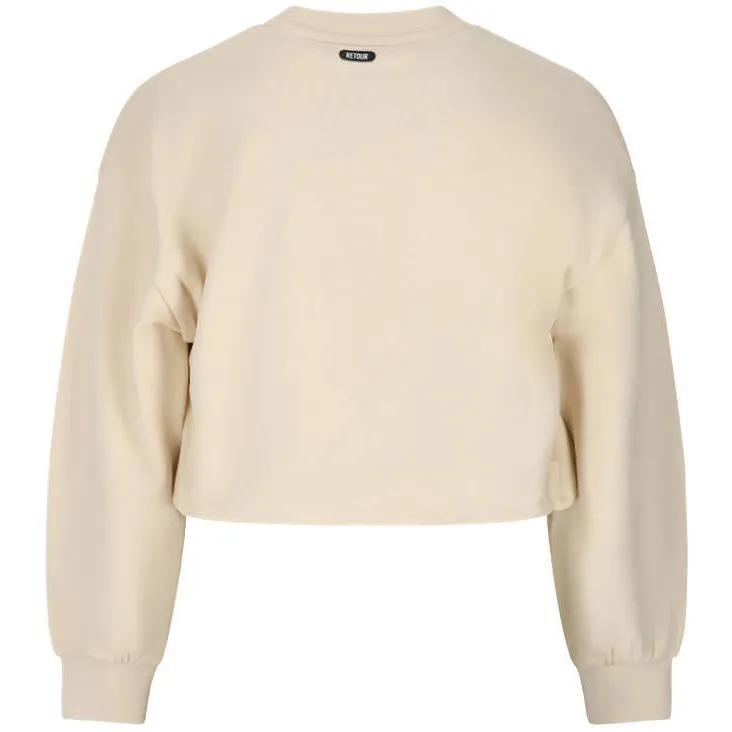 Retour Jeans oversized cropped sweater met tekst - beige, foto 4