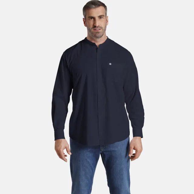 Jan Vanderstorm casual overhemd donkerblauw