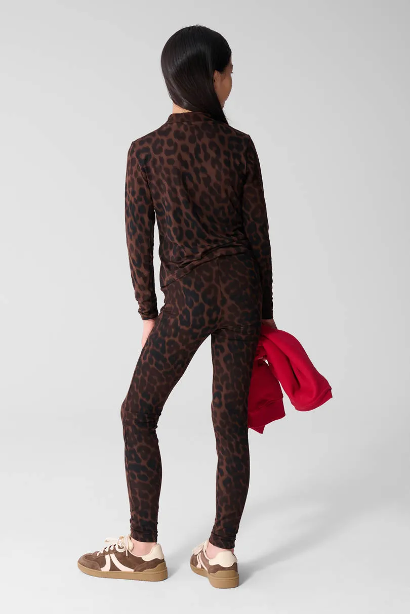 Shoeby legging panterprint donkerbruin donkerrood, foto 3