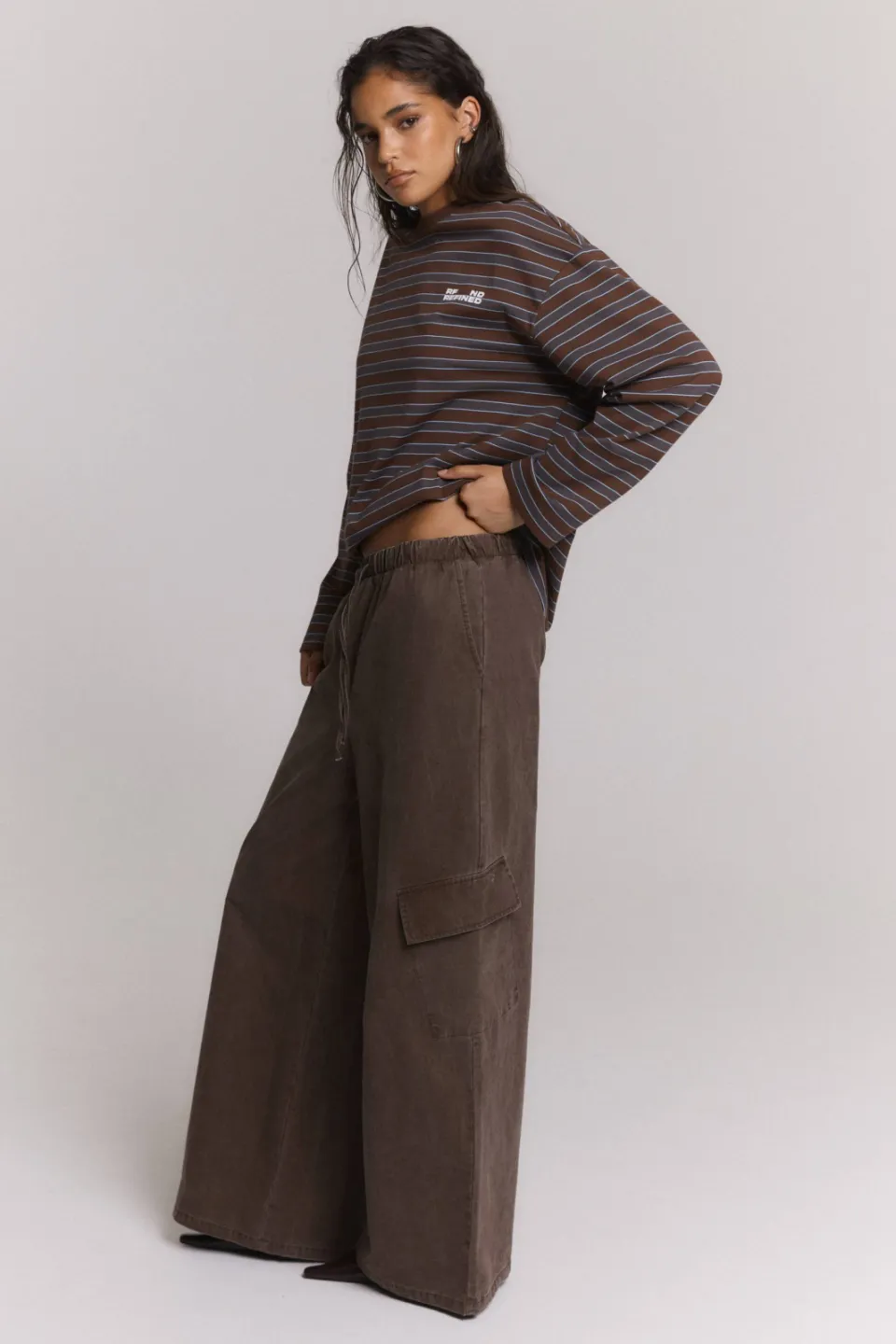 Refined Department wide leg broek donkerbruin, foto 4
