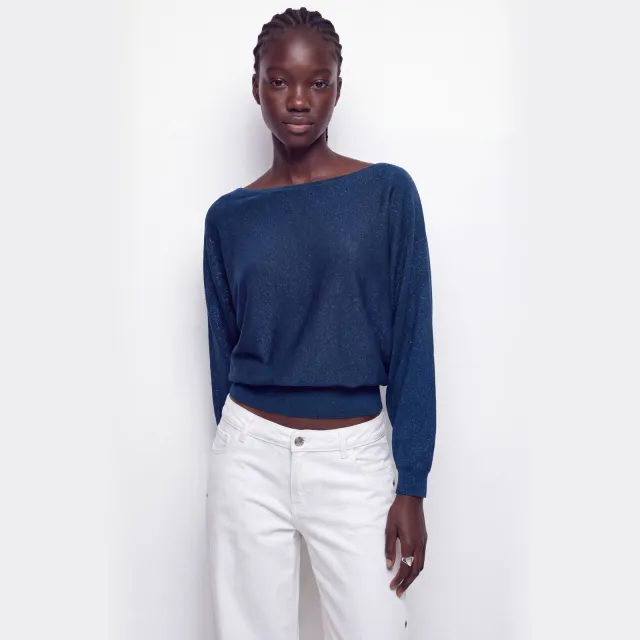 Mango TEEN gebreide top met glitters donkerblauw, foto 3