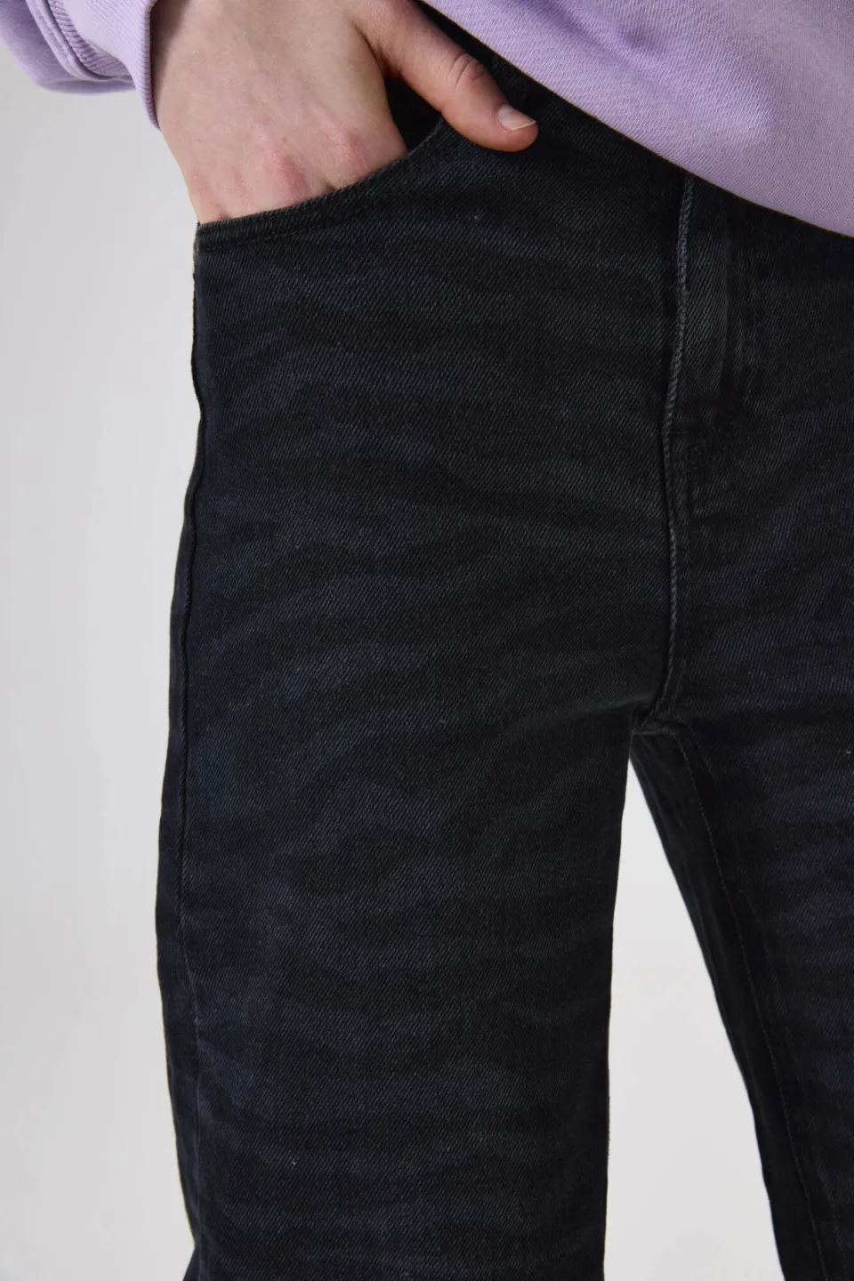 Garcia straight leg high waist straight leg jeans met zebraprint black denim, foto 6