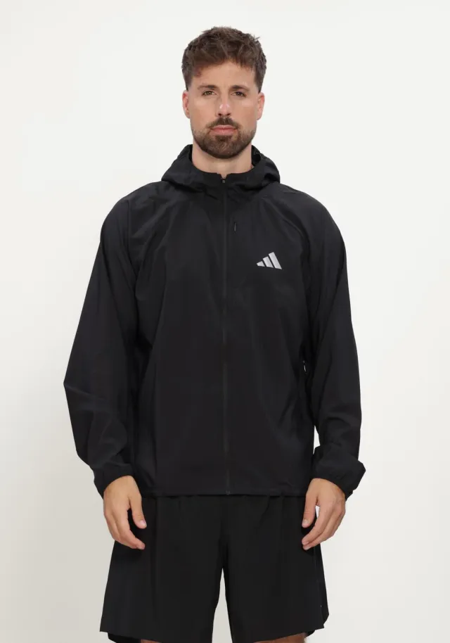 Adidas Heren Jassen Run Ess Jkt M - Zwart Zwart/Grijs
