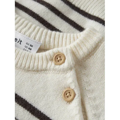 NAME IT BABY gebreide gestreepte trui - offwhite/donkerbruin, foto 4