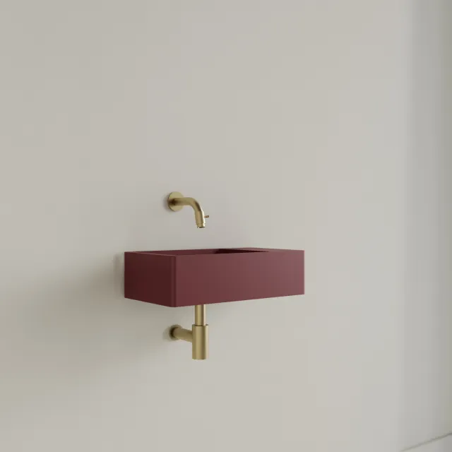 Gliss Design Fontein Gliss Design Freya Solid Marble 40x22x10 cm Zonder Kraangat Rechts Mat Wijn Rood