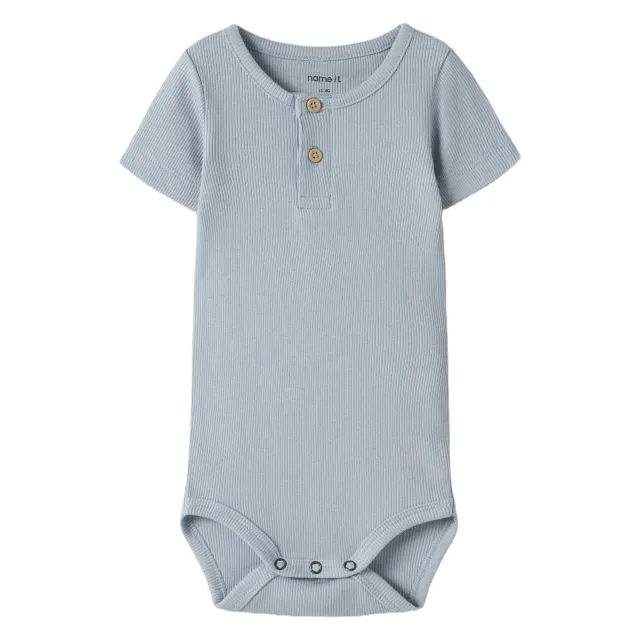 NAME IT BABY romper blauw rib gebreid