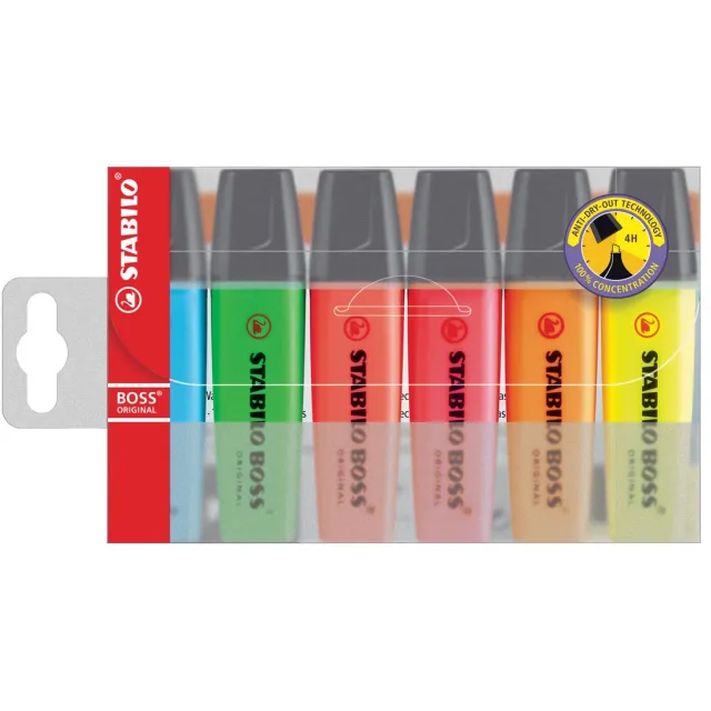 Stabilo Markeerstift stabilo boss 70/6 assorti blister 6 stuks blauw