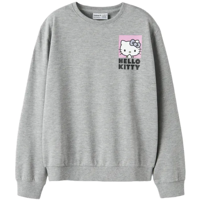 NAME IT KIDS Hello Kitty sweater met backprint - grijs Grijs melange