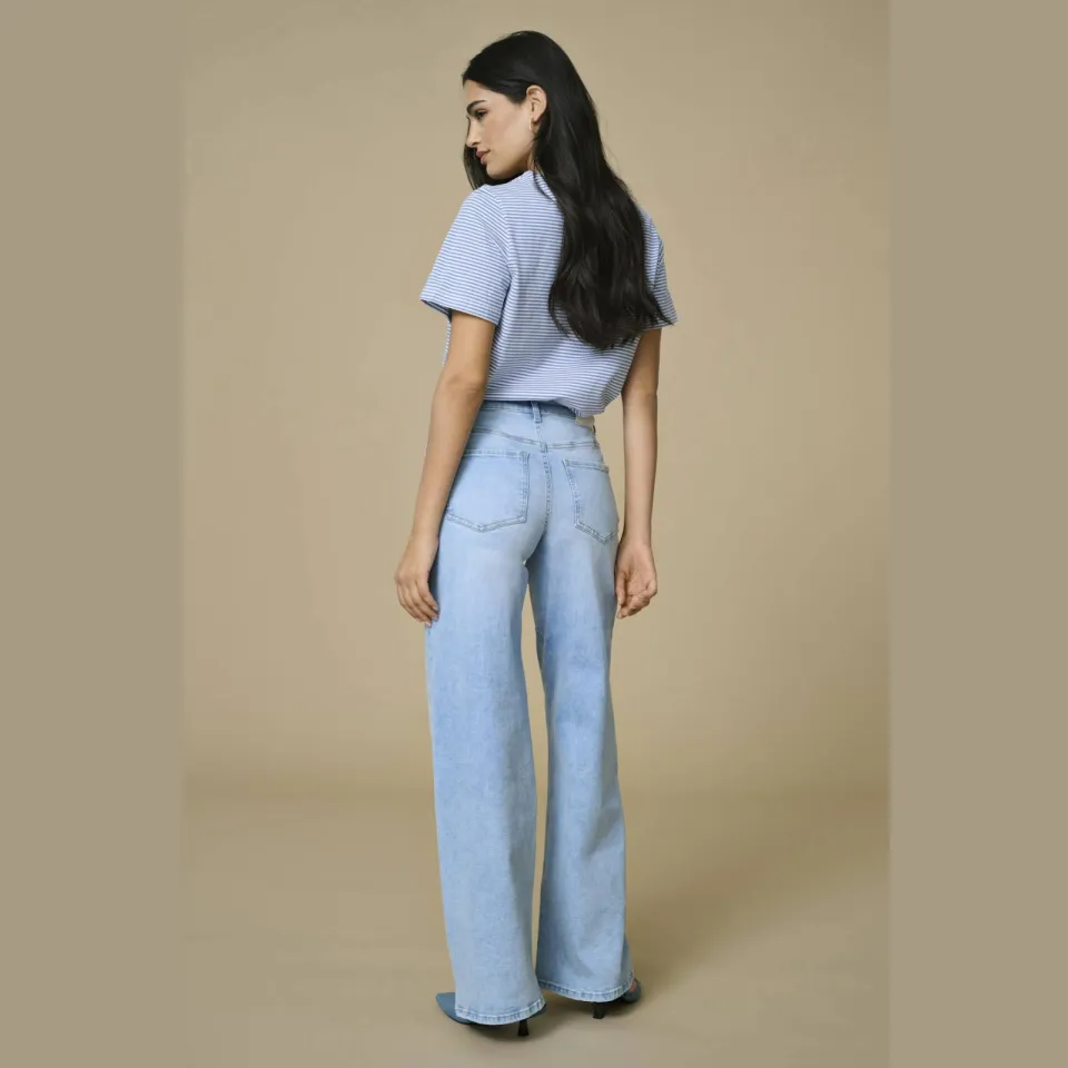 JDY high waist wide leg jeans light blue denim, foto 4