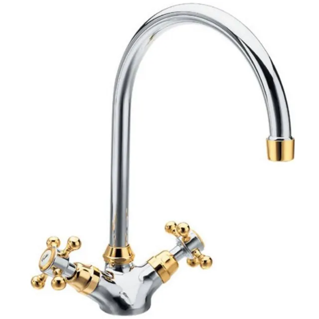 Sapho Antea 2-knop wastafelmengkraan chroom goud