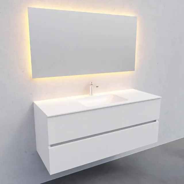 Boss & Wessing Badkamermeubel Solid Surface AQS Oslo 120x46 cm Midden Mat Wit Boss & Wessing
