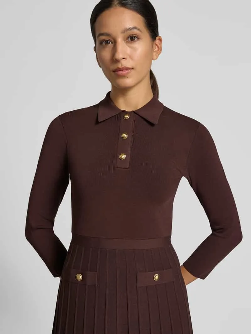 MICHAEL Michael Kors Tricotjurk met polokraag en 3/4-mouw bruin, foto 3