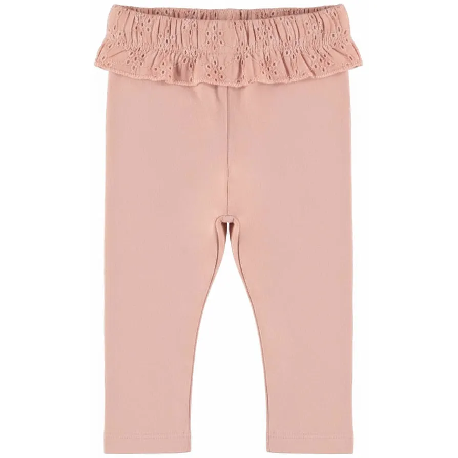 Dirkje skinny leggings met ruches roze (set van 3) Roze / wit
