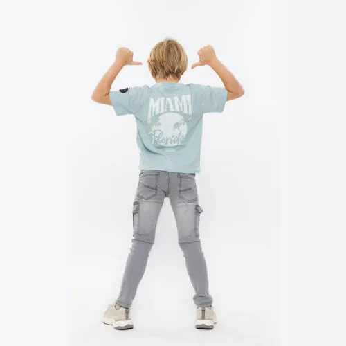 No Way Monday T-shirt met backprint lichtblauw, foto 5