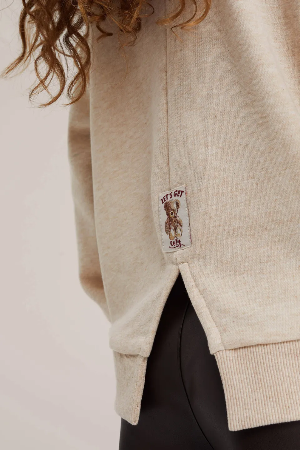 WE Fashion sweater met split en tekst - beige, foto 6