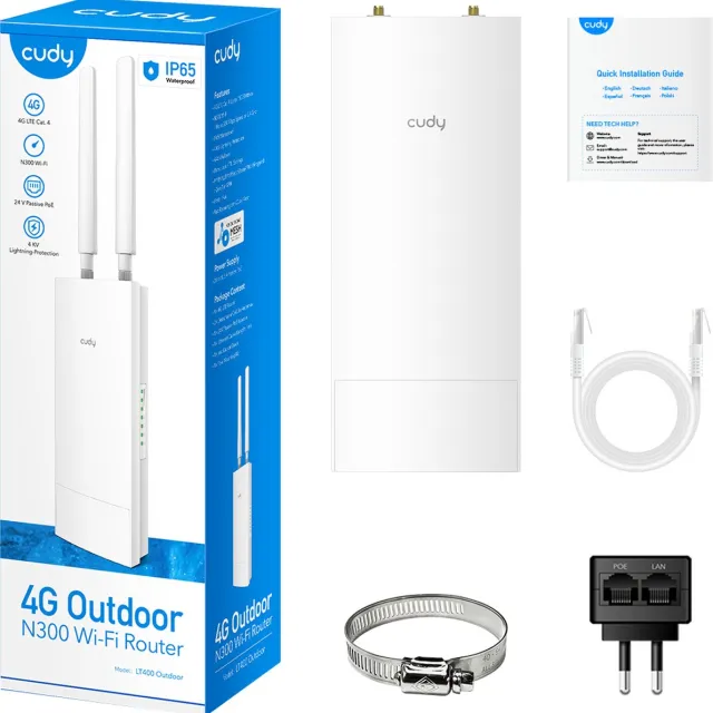 Cudy LT400 WLAN-Router Schnelles Ethernet Einzelband (2,4GHz) 4G Weiß (LT400 OUTDOOR_EU)