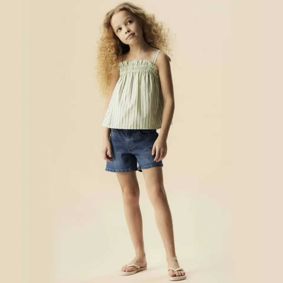 NAME IT KIDS wide leg denim short middenblauw Medium blue denim