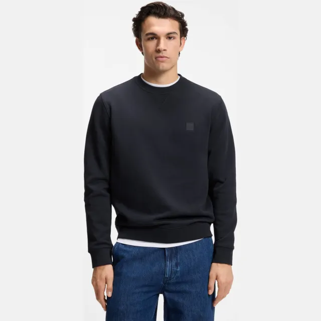 Boss sweater Westart met logo dark blue Donkerblauw
