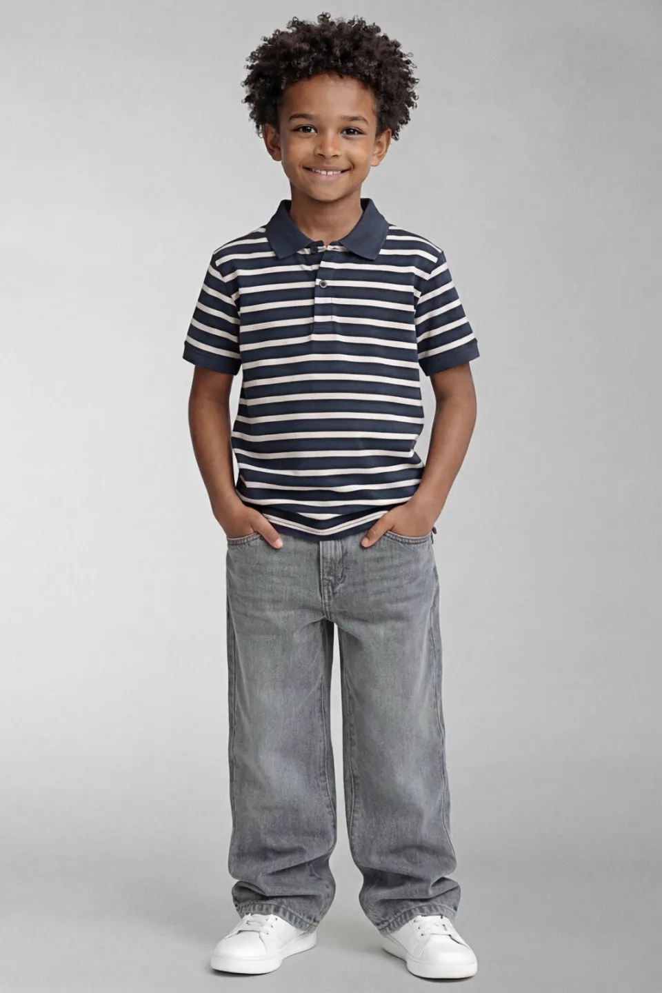 NAME IT KIDS gestreepte polo donkerblauw/wit, foto 4