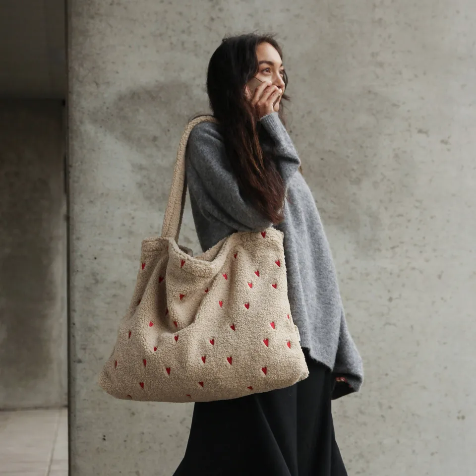 Studio Noos Teddy Hearts Mom Bag luiertas ecru, foto 4