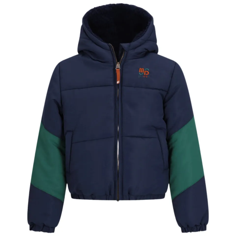 Moodstreet Jules gewatteerde winterjas donkerblauw donkerblauw/groen, foto 3