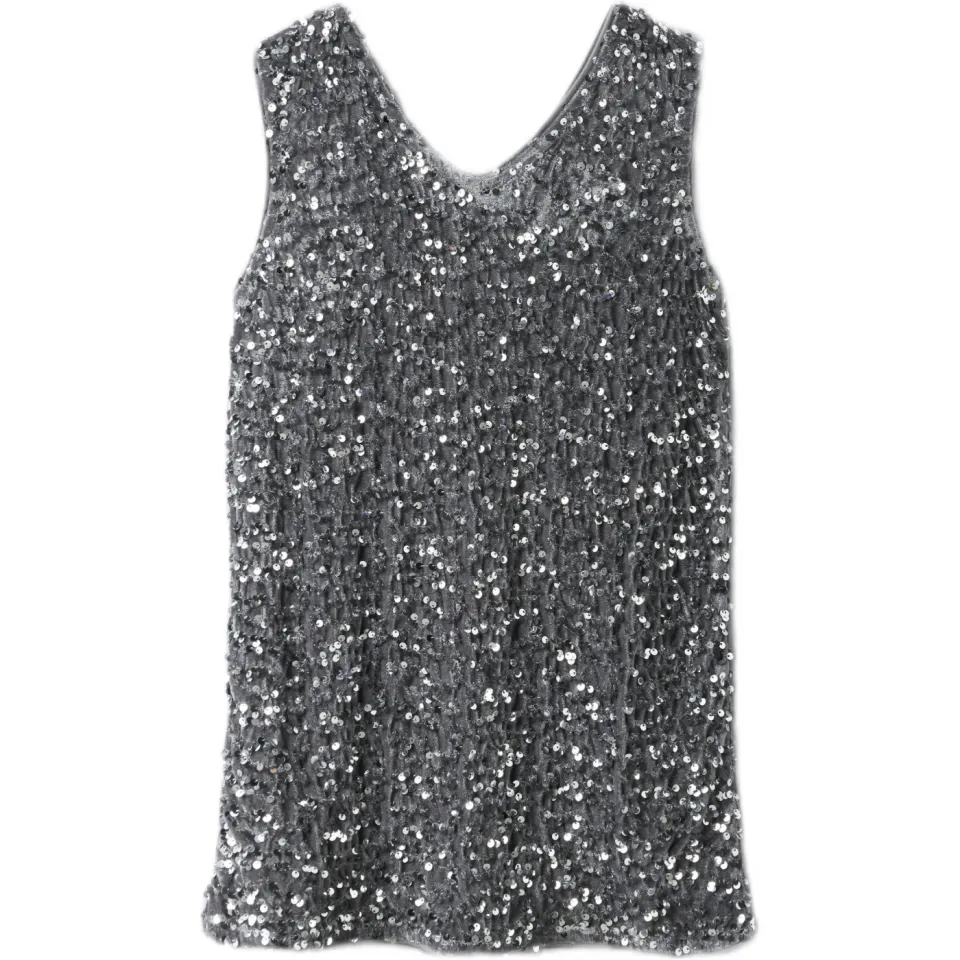 NAME IT glitterjurk met pailletten grijs/zilver, foto 3