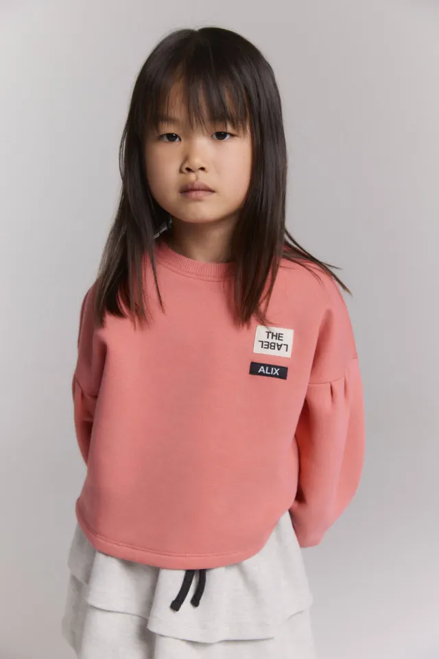 Alix The Label Alix Mini oversized sweater met logo - koraalrood