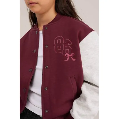 WE Fashion bomberjack donkerrood donkerrood/grijs melange, foto 5