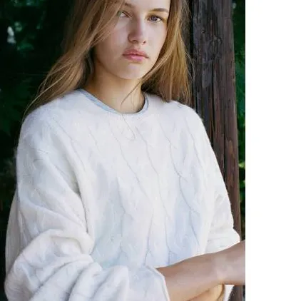 Mango TEEN trui met kabels en wol - lichtbeige, foto 4