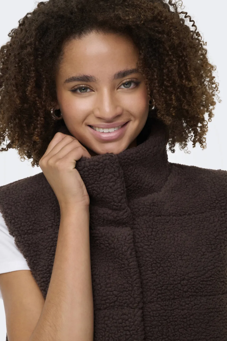 Only teddy gilet donkerbruin, foto 4