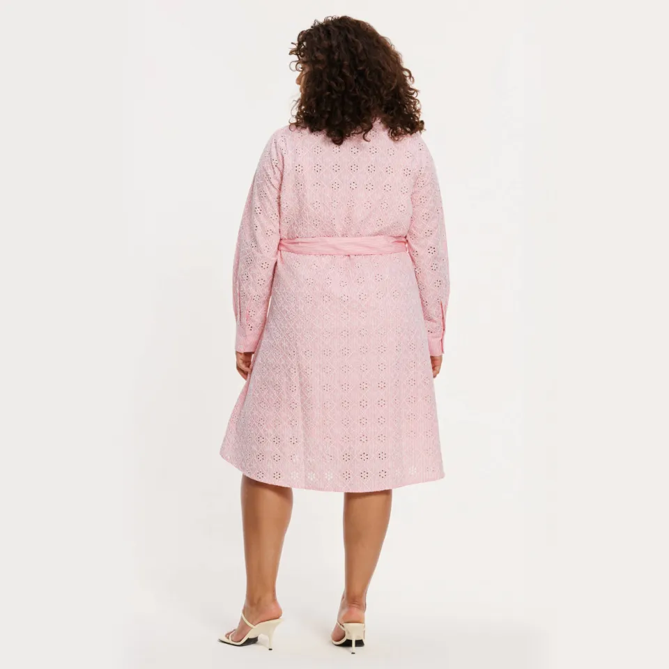 Yoek blousejurk broderie roze, foto 4
