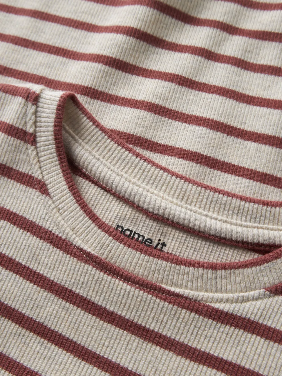 NAME IT gestreepte longsleeve beige rood, foto 4