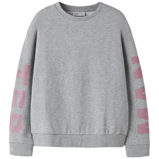 NAME IT KIDS oversized sweater met backprint - grijs Grijs melange