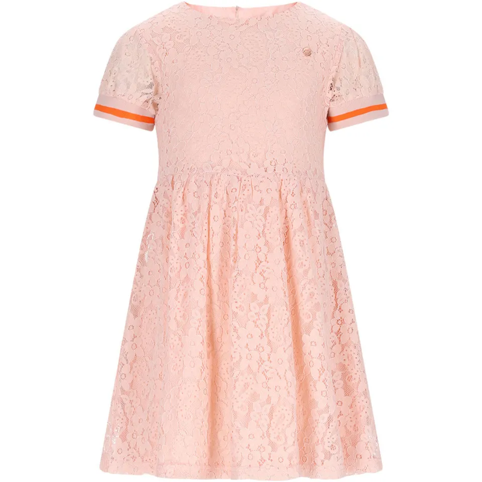 Nono Mila kanten midi jurk lichtroze lichtroze/oranje, foto 3