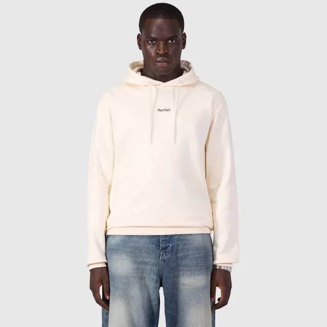 Pure Path regular fit hoodie met backprint - ecru