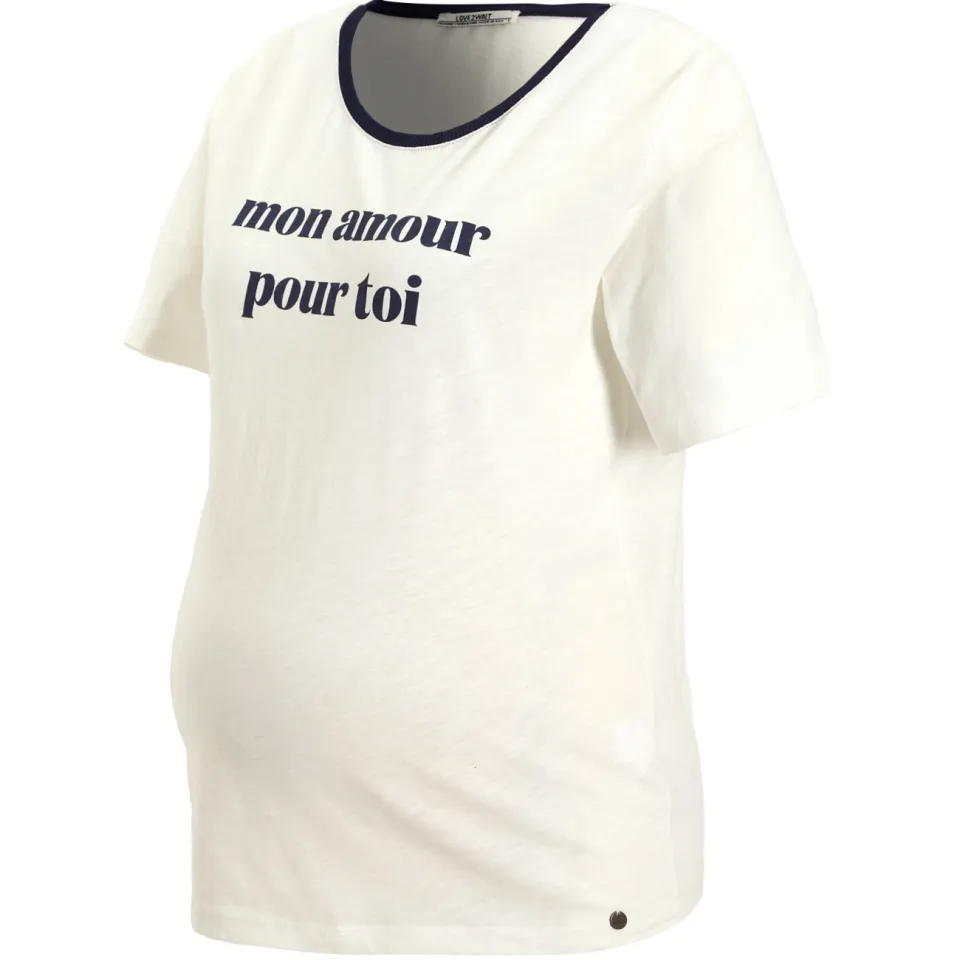 LOVE2WAIT zwangerschaps T-shirt wit met tekst, foto 4