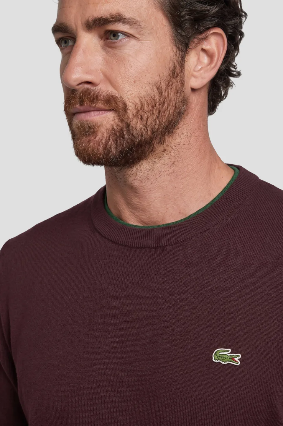 Lacoste regular fit gebreide trui - roodbruin, foto 5