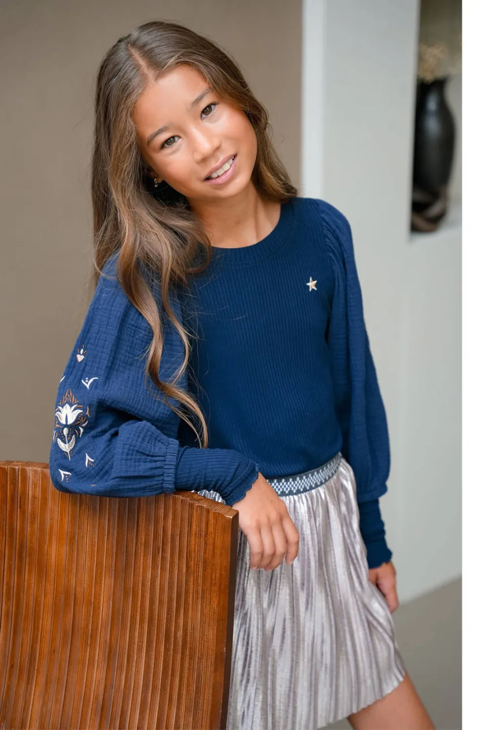 Like Flo blousetop donkerblauw, foto 5