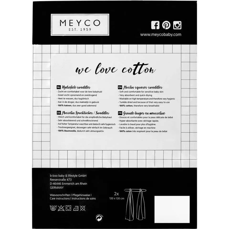 Meyco hydrofiele swaddle wit set van 2, foto 3