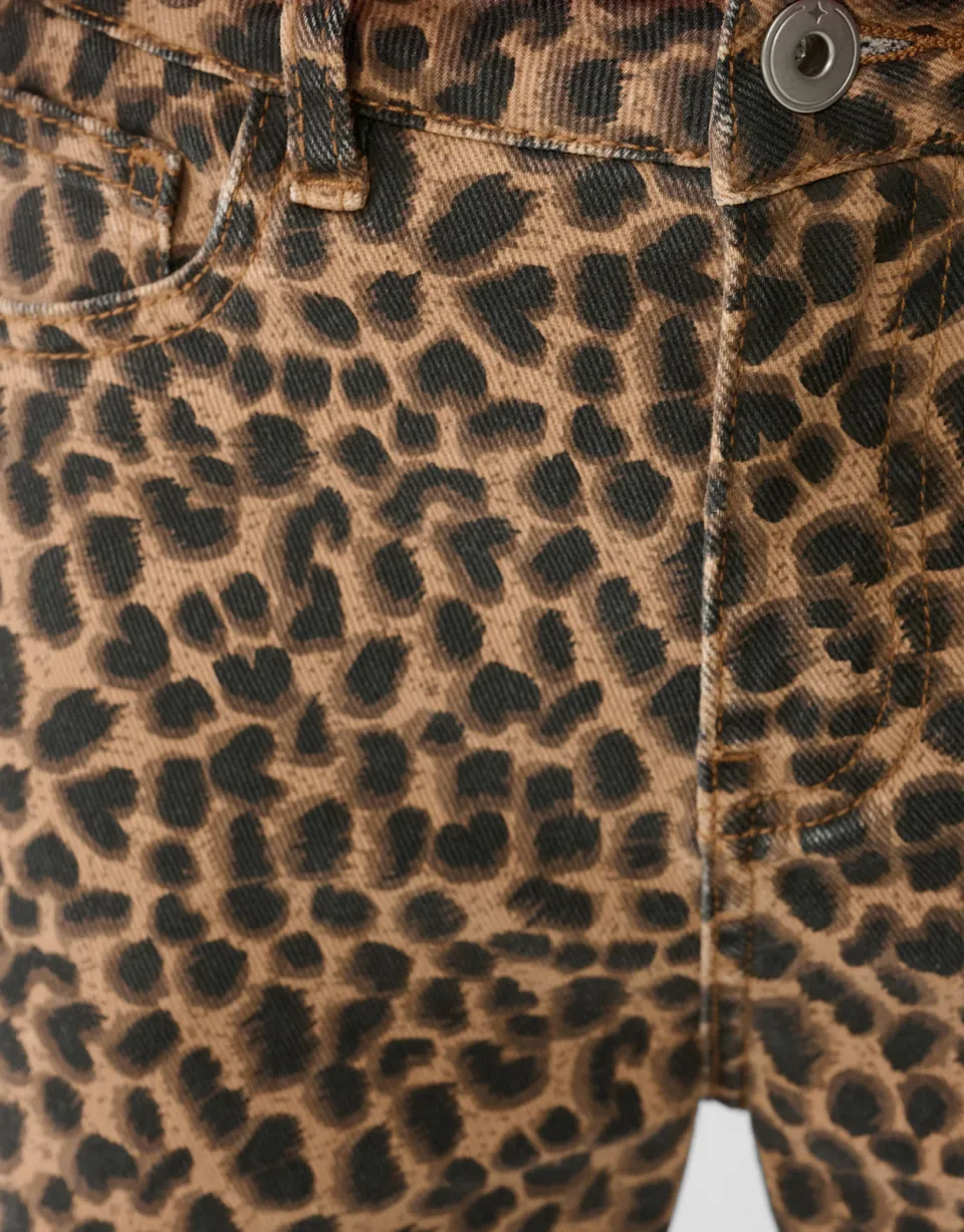 Shoeby high waist straight leg broek met panterprint bruin, foto 8