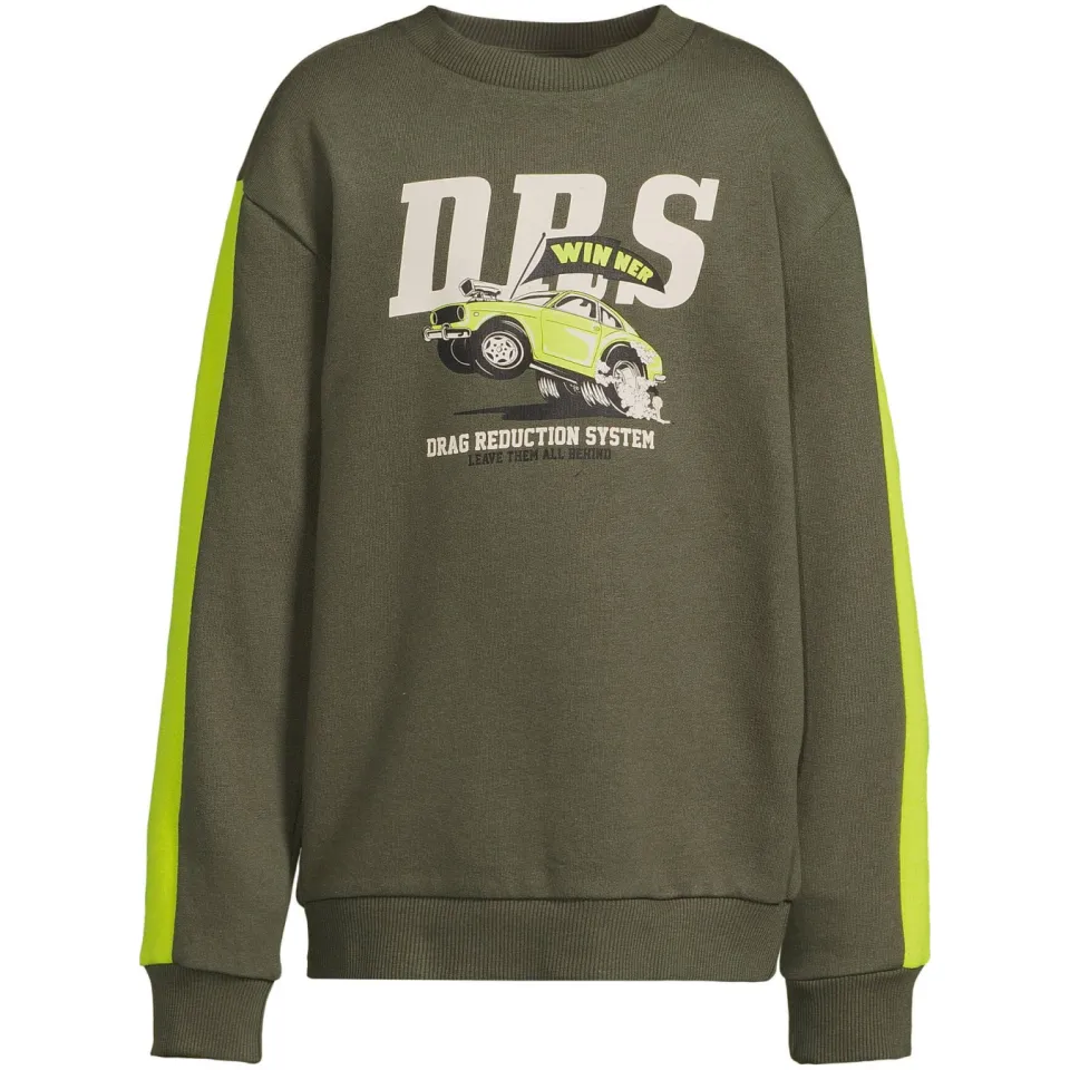 Orange Stars fleece sweater met contrasterende detail Noud khaki, foto 3