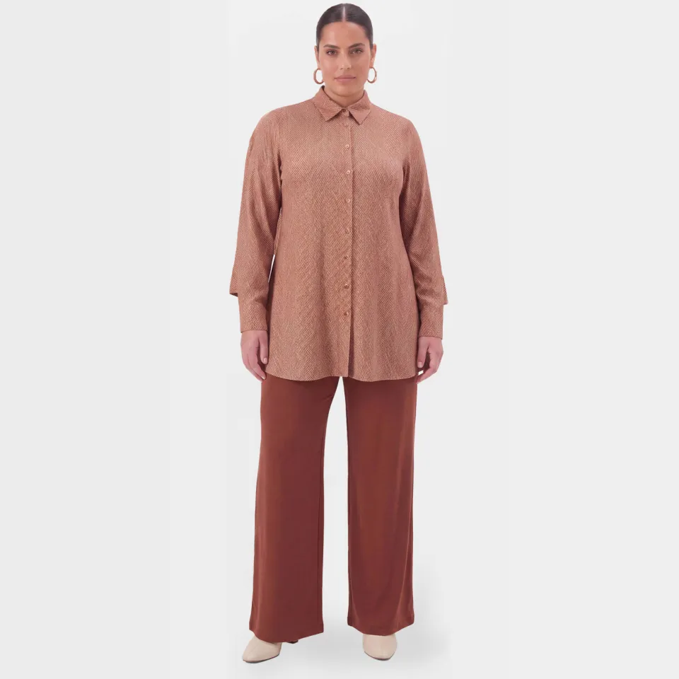 Yoek FISHBONE blouse bruin